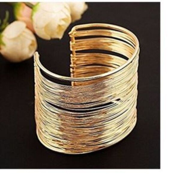 New Chunky Bunched Wire Cuff Bracelet - Picture 1 of 3